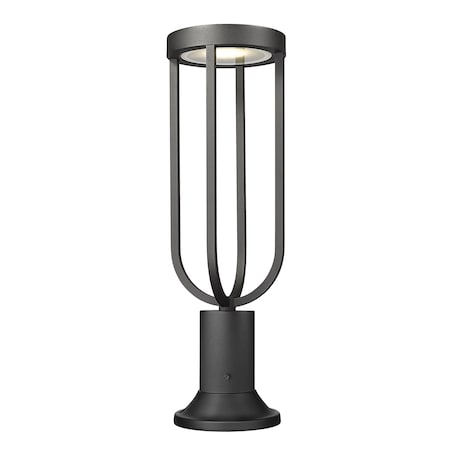 Z-Lite Leland Outdoor Pier Mounted Fixture, 1-Light, 7 In.W x 23 In.H, Sand Black/Sand Blast 5005PHM-553PM-BK-LED